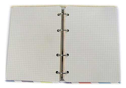 Rechange 200 feuilles pour classeur A5 15x21cm avec 4 anneaux - quadrillées 5X5mm - papier 120gr. avec 4 trous