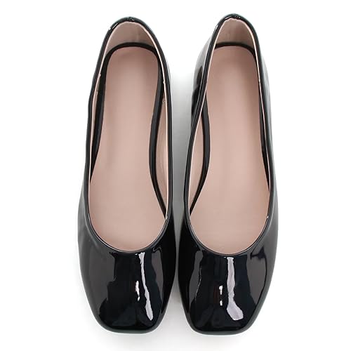 Image of ChaiRong Zhou Women Square Toe Ballets Flats Comfort Slip On Walking Shoes for Driving