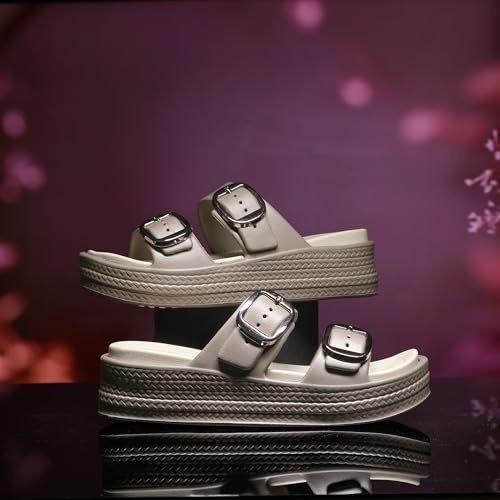 Image of ASIAN Femina-18 Women's Slippers with Elegant Double-Buckle Design, Soft Cushioned Footbed, Chunky Anti-Slip Sole, Lightweight Build, Perfect for Daily Use, Travel and Stylish Comfort