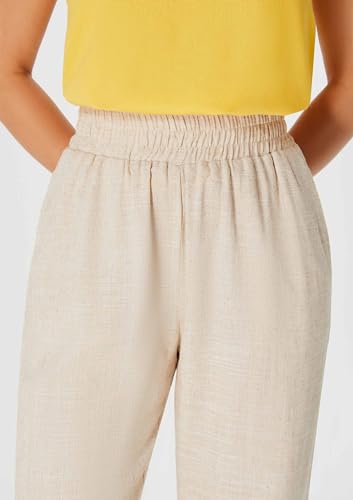 Calça Feminina Slouchy Cintura Alta Com Linho - Bege M