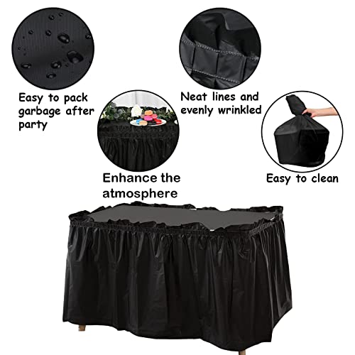 3 Packs 54X108Inch Plastic Tablecloth And 3 Packs 14Ft Plastic Table Skirt, Black Disposable Rectangle Tablecloth Set For Baby Shower, Birthday, Wedding,Bridal Shower,Thanksgiving,Christmas Decoration #TOP1