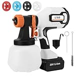 LIGO Cordless Paint Sprayer, 20V Battery Powered HVLP Spray Gun Kit with 4.0AH Battery, Cleaning & Blowing Joints, 4 Nozzles and 3 Patterns, Easy to Clean for Furniture Cabinets House Painting
