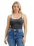 Emmalise Women's Basic Casual Long Camisole Adjustable Strap Cami Layering Top, 3XL, Heather Charcol