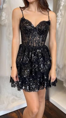 Women's Floral Lace Homecoming Dresses Short A-Line Party Dress Dance Dress4