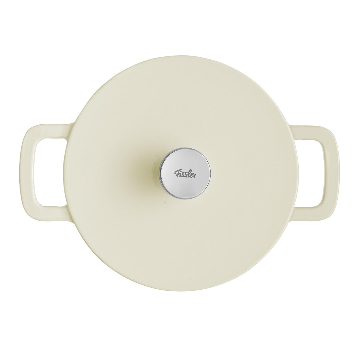 Fissler Collezione Moments, Rostiera in Ghisa Smaltata, Rotonda Diametro 20 cm, Pentola in Ghisa, Funzione Cocotte Aromastar, Compatibile Induzione, Bianco Avorio