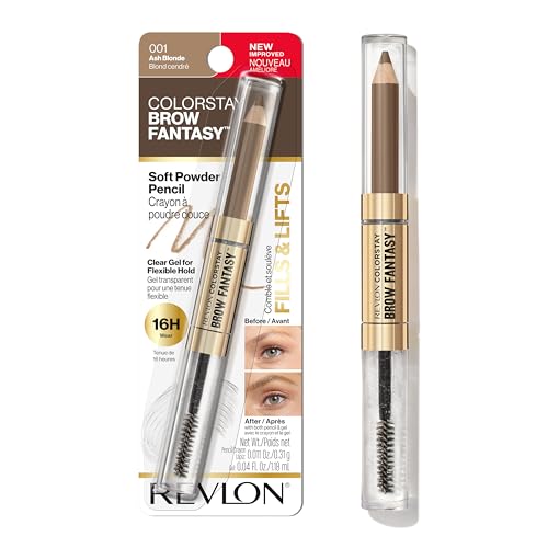 Revlon ColorStay Brow Fantasy, All In One Eyebrow Powder Pencil with Shaping Clear Gel, Gel Infused with Panthenol, Smudge-proof, 16HR Visibly Full Brows, 001 Ash Blonde