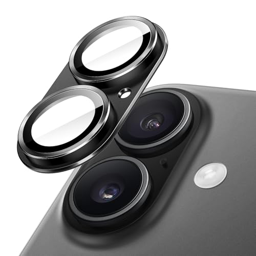 Image of JETech Camera Lens Protector for iPhone 17 6.3-Inch, Full Coverage 9H Tempered Glass Ring Cover, Matte Metal Plate, Case Friendly, 1-Pack (Black)