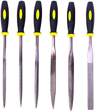 Fatmingo 5x180mm Mini Assorted Wood Rasp File Set Metal Needle Rasps Files with Rubber Handle 6 Shapes Bastard files for Wood and Soft Stuffs Carving