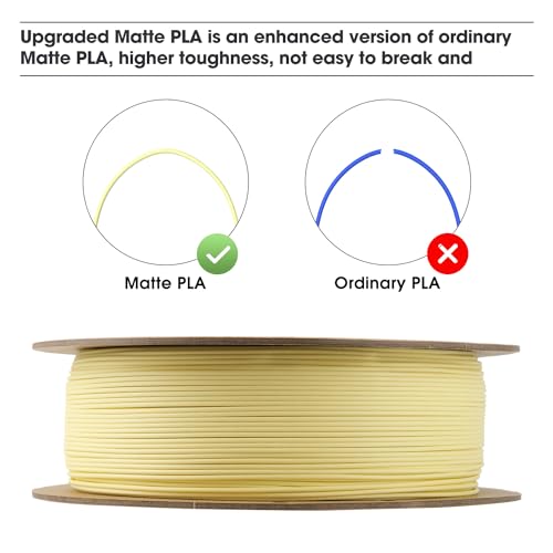 Image of eSUN Matte PLA Filament 1.75mm, Matte 3D Printer PLA Filament, 1KG Spool 3D Printing Filament for 3D Printers, Paper Reel, Almond Yellow