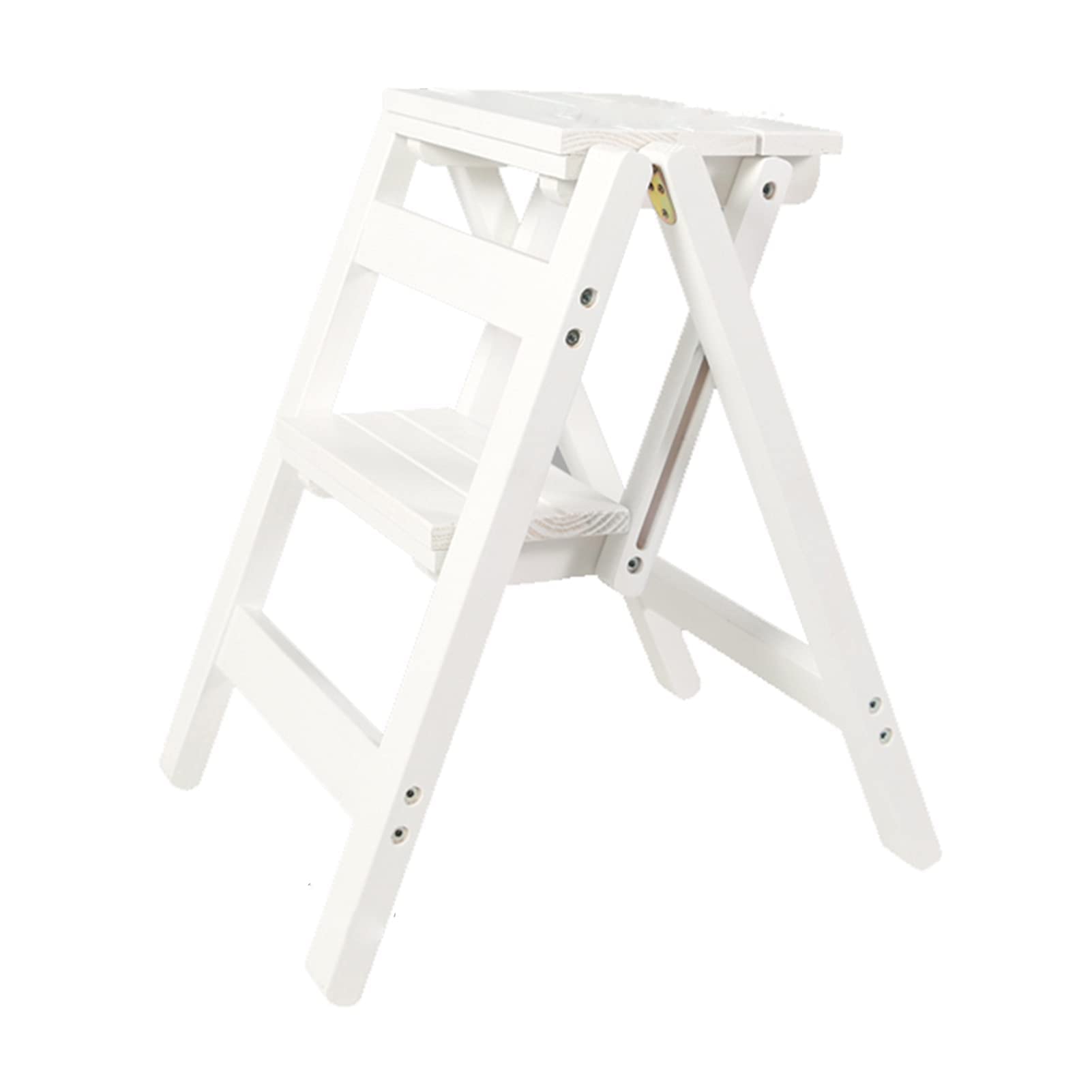 Tabouret échelle en bois blanc pour gagner de la place et ranger