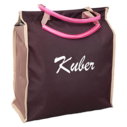 Image of Kuber Industries Lightweight, Foldable & Washable Canvas Grocery Shopping Bag, Tote Bag, Tiffin Bag with Sturdy Zipper & Handles (Wine)-50KM01126
