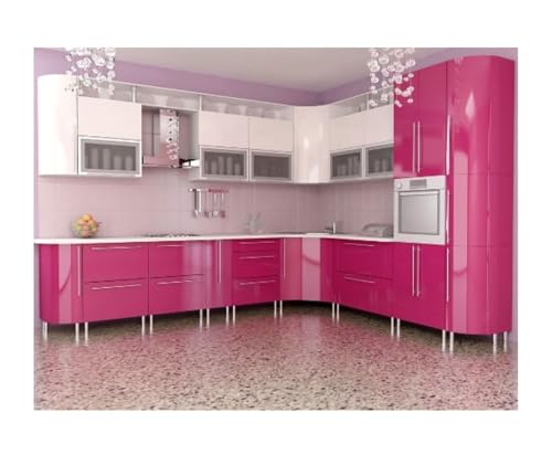 Image of HOME13 Self-Adhesive Pink Glossy Wallpaper Removable and Decorative Vinyl Wallpaper for Kitchen Countertop Cabinets Table 2 Ft by 6 Ft Pack of 2