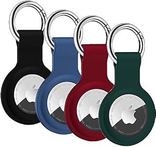 Protective Case for Apple AirTag, DDUP 4 Pack Protective Case Compatible with Airtag, Airtag Case Cover Tracker Keyring Silicone Case with Keychain for Keys Bags Luggage Dog Cat Pet Collar