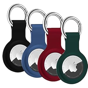 Protective Case for Apple AirTag, Airtag Keyring, Air Tags Holder Scratch-Resistant Protection Keychain, Silicone Case for Keys, Bags, Luggage and Pet Collar（4pack）