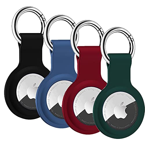 Protective Case for Apple AirTag, Airtag Keyring, Air Tags Holder Scratch-Resistant Protection Keychain, Silicone Case for Keys, Bags, Luggage and Pet Collar（4pack）