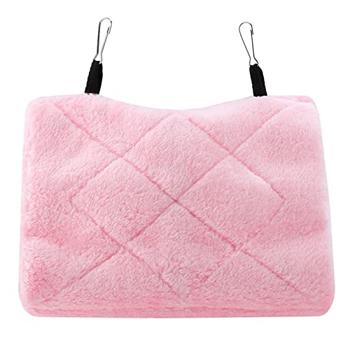 Image of Tiiyee Plush Bird Hammock, Hanging Warm Nest for Parrot Parakeet, S-Pink | Hanging Nest House, Winter Warm, For Cockatiels Cockatoo Lovebird Hamster, Cotton Hideaway, Sleeping Bed Cage Tent
