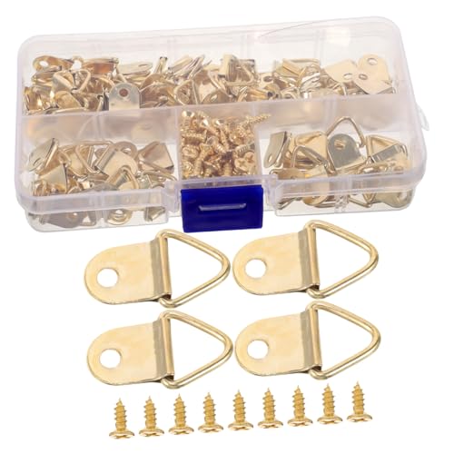 Holibanna 100セット 三角吊り具 壁掛け用金属フック ネジ付き 高耐久フォトフレームハンガー 絵画 写真 ポスター対応 家 オフィス用