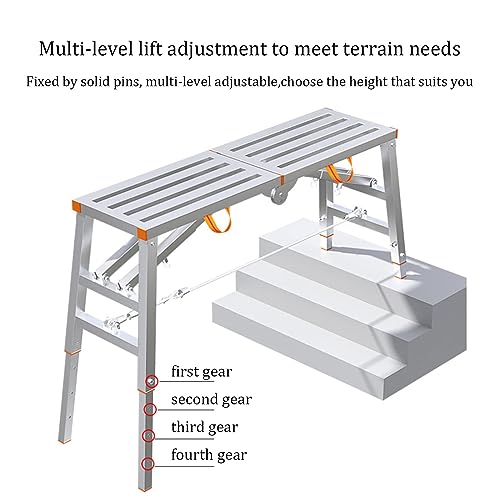 Escalera plegable de acero de altura ajustable, plataforma de trabajo portátil resistente para limpieza de paneles de yeso y lavado de automóviles, equipo de andamios - imagen 3
