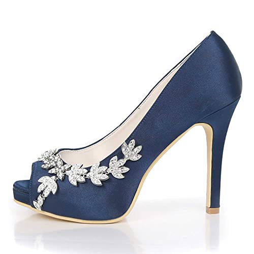 TarfiC Women’s Wedding for Bride - Evening Shoes Satin Kitten Heels 4.33 Inch Rhinestones Comfortable High Heel Dress Pumps Evening Prom3