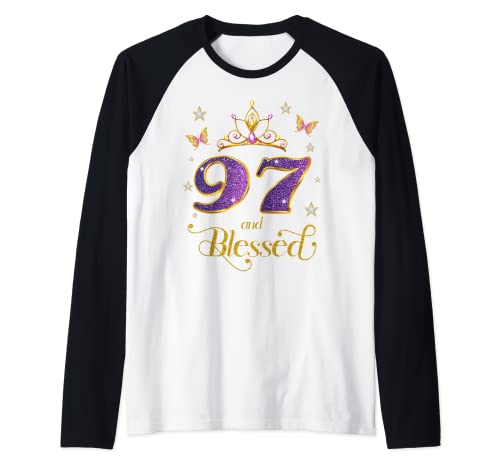 97 y Beato 97 Años Cumpleaños 97 Camiseta Manga Raglan