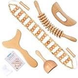 5-in-1 Wood Therapy Massage Tools Lymphatic Drainage Massager for Muscle Pain Relief | Maderoterapia Kit Body Sculpting Tools for Anti-Cellulite, Body Shaping