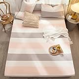 Breathable Mattress Protector,Comfortable Pure Cotton Solid Color Deep Pocket Fitted Sheet,Bedroom H