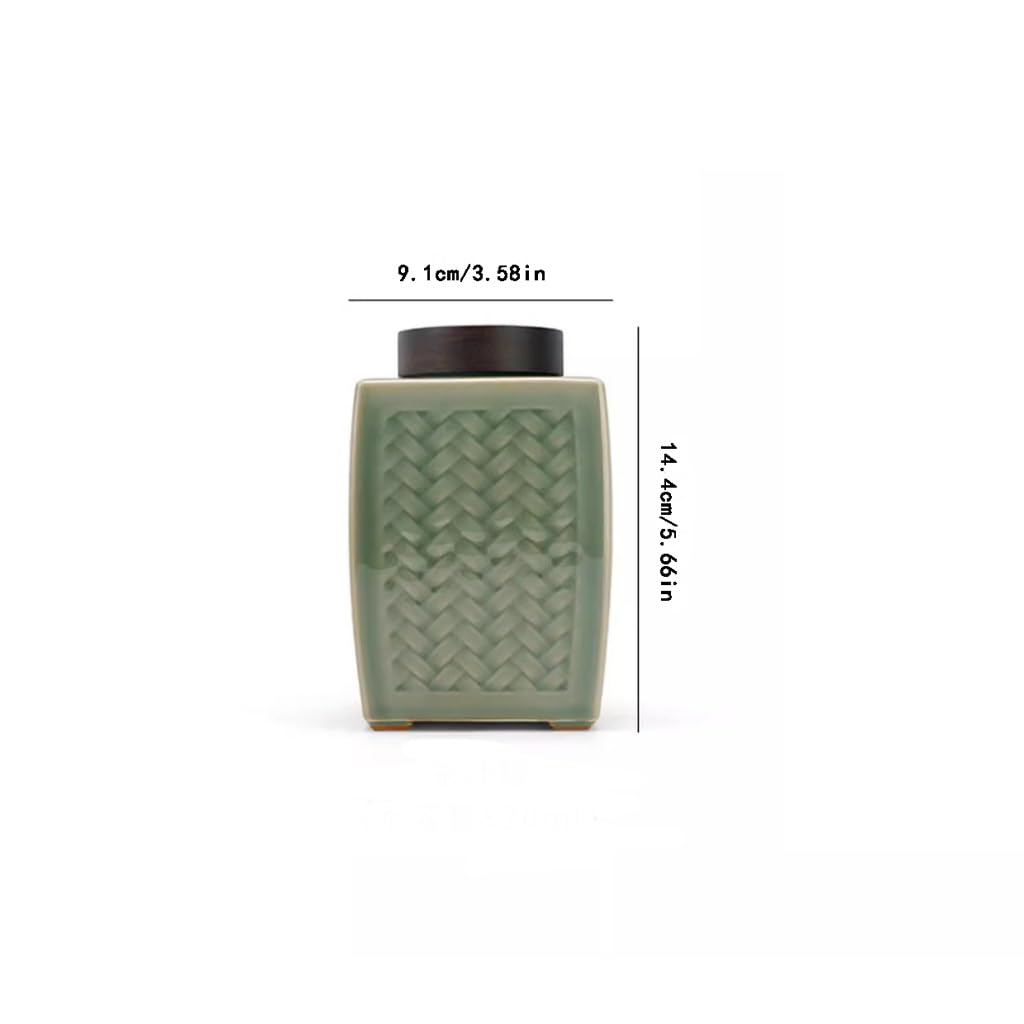 Juego De Té Tanque de Almacenamiento de latas de té, pequeño almacén de té doméstico, Almacenamiento de té Kung Fu, Tanque de Almacenamiento Sellado de cerámica celadón Tarro para Guardar Té