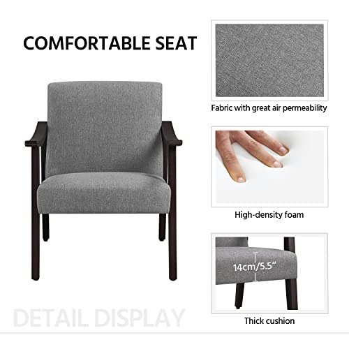 Yaheetech Leisure Chair With Solid Armrest And Feet, Modern Mid-Century Accent Chair, Linen Fabric Side Sofa For Living Room Bedroom thumb #5