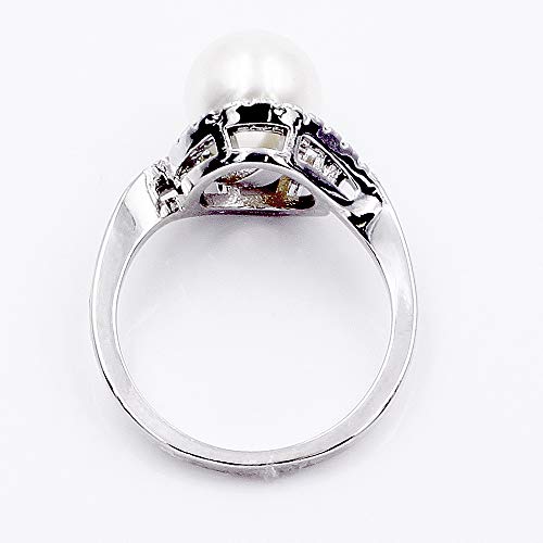 8 mm Pearl Ring Ivory AAA CZ Micro Pave Size 5-10 Wedding Jewelry4