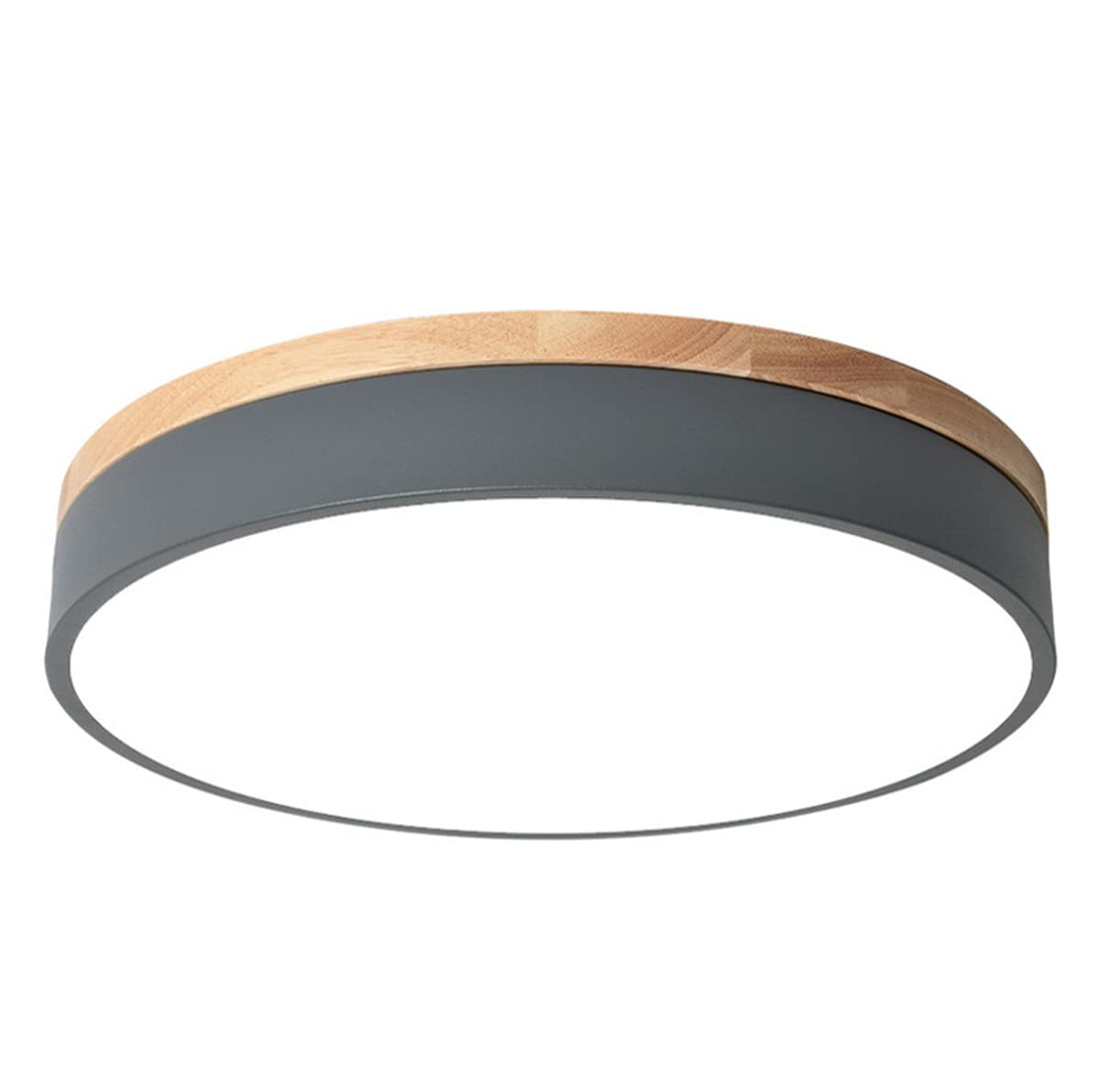 Modern Rund Deckenlampe LED Dimmbar mit Ferbedienung,aus Grau Metall und Holz,24W Led Deckenleuchte Decken-Beleuchtung für Schlafzimmer Kinderzimmer Galerie Bad 3000-6000K Licht,φ40CM