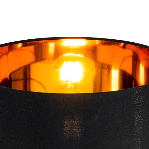 Qazqa Modern Stehleuchte, Stehlampe - Vt - Schwarz Gold, Rund, max. 60W, Geeignet für LED, 150cm, Ideal als Küche lampe, Schlafzimmerlampe und Wohnzimmerlampe