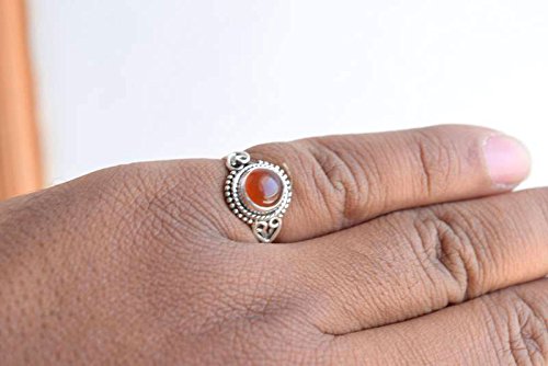 925 Sterling Silver Orange Carnelian Ring Size Us 9 - Carnelian Stone Gemstone Statement Ring Gift Jewellery For Girl Women #TOP2