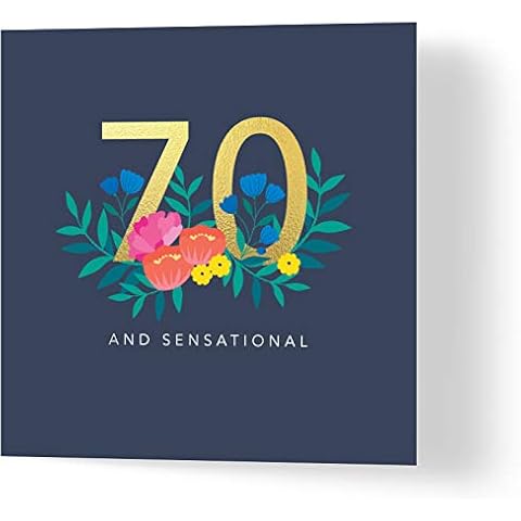 Wuzci 70th Birthday Floral Greeting Card, Multicolour, 150 x 150 mm Cover