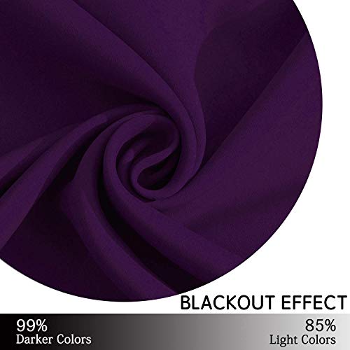 Yakamok Light Blocking Window Blackout Curtains Thermal Insulated Room Darkening Drapes for Bedroom,Solid Grommet Top Window Panels, 52x45 Inch, Purple, One Pair