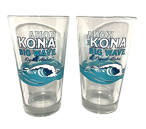 Kona Big Wave Liquid Aloha Beer Pint Glasses | Set of Two (2)