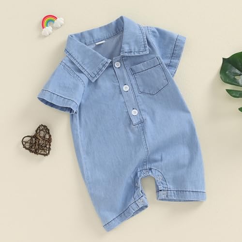 BemeyourBBs Newborn Baby Boy Summer Clothes Short Sleeve Dress Shirt Romper Button Jumpsuit Gentleman One Piece Outfit2