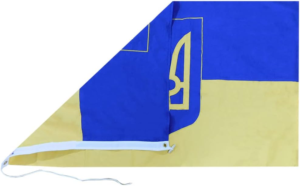Ukraine Ukrainian Middle Trident 3x5 3'x5' Premium Quality Heavy Duty 100% Cotton Flag Banner 2 Grommets With Clips