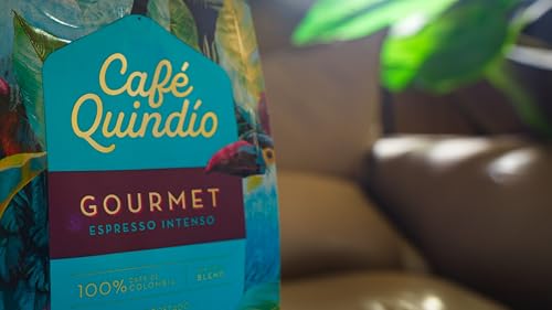 Image of Cafe Quindio Medium-Dark Roast 100% Colombian Excelso Whole Bean Arabica Coffee - Gourmet Espresso Intense - 12 Ounce (Pack of 1)