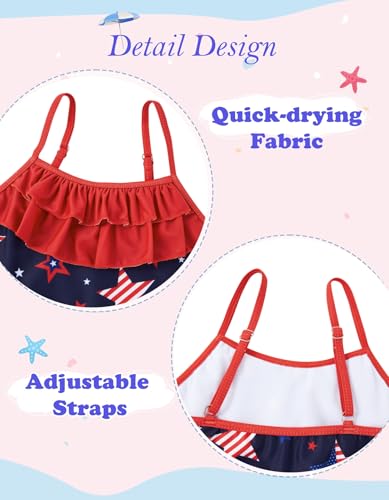 Image of Little Girls Two Piece Mermaid Bikini Set Ruffle Adjustable Summer Beach Bathing Swimsuit 3-7 Years for Kids