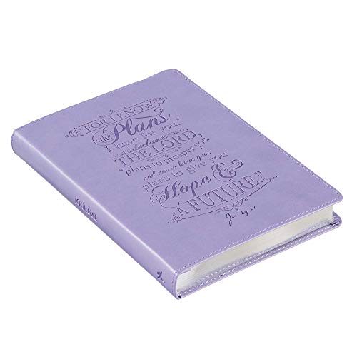 Christian Art Gifts Purple Faux Leather Journal | I Know The Plans Jeremiah 29:11 Bible Verse | Flexcover Inspirational Notebook W/Ribbon Marker And Lined Pages, 6 X 8.5 Inches #TOP2