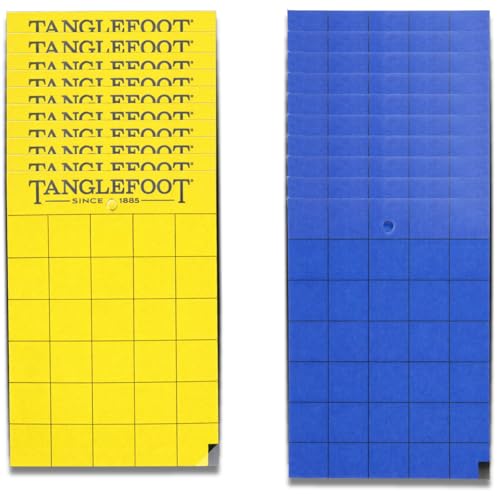Tanglefoot Sticky Tangle-Trap Cards 20 Pack - 4x6 Double-Sided Yellow & Blue Hanging Traps for Garden Plants & Greenhouse Use