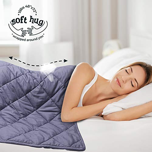 Mooka Weighted Blanket 15lbs for Kids Adults, 110-180lbs Individuals, 100% Cotton Material
