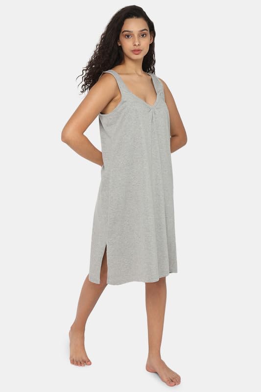 Image of INTIMACY LINGERIE Knee-Length Cotton Slips for Women Maxi Nighty Slip 3 /4 Slip Short Nighty Comfortable Cotton Night Slip for Women