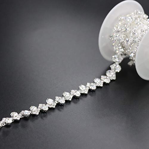 Jerler 1 Yard Rhinestone Trim, Crystal Rhinestone Chain Applique, Ideal For Diy Decoration And Wedding Clothing Embellishments, 0.4" Width #TOP3