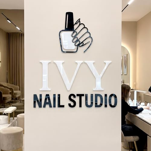 Image of Large Custom Acrylic Sign, Personalized Business Logo Wall Acrylic Signs, Customized 3D Laser Cut Letter Signage for Salon Beauty Studio Office Storefront Company Business Home Decor