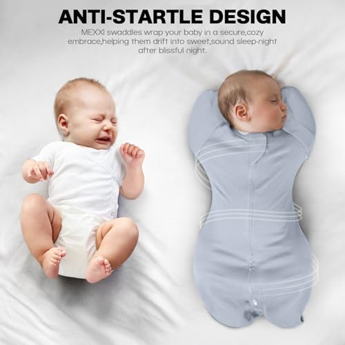 Image of MEXXI Baby Transitional Swaddle, 2 Pack Sleep Sack With Arms Up, 0.5 TOG