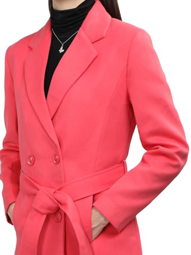 Image of CHKOKKO Women Classic Long Winter Coat Double Breasted | Knee Length Design with a Sophisticated Spread Collar and Convenient Front Pockets for All Occasions