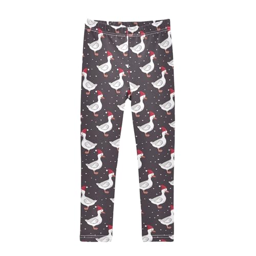 Duck Wearing Christmas Hat Girls Leggings Kids Yoga Pants Athletic Tights Pants 4-10 Years