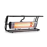 Blumfeldt Team Mate - Radiador de infrarrojos, Exterior, Potencia 1500 W, IR ComfortHeat, Protección IP34, Asa transporte, Enrollacable, Rejilla antivuelco, Acero con recubrimiento de polvo, Negro