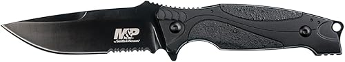 Smith & Wesson M&P M2.0 - Cuchillo de hoja fija fina de espiga completa de 9 pulgadas con hoja de punta de caída de 4 pulgadas y mango de goma para